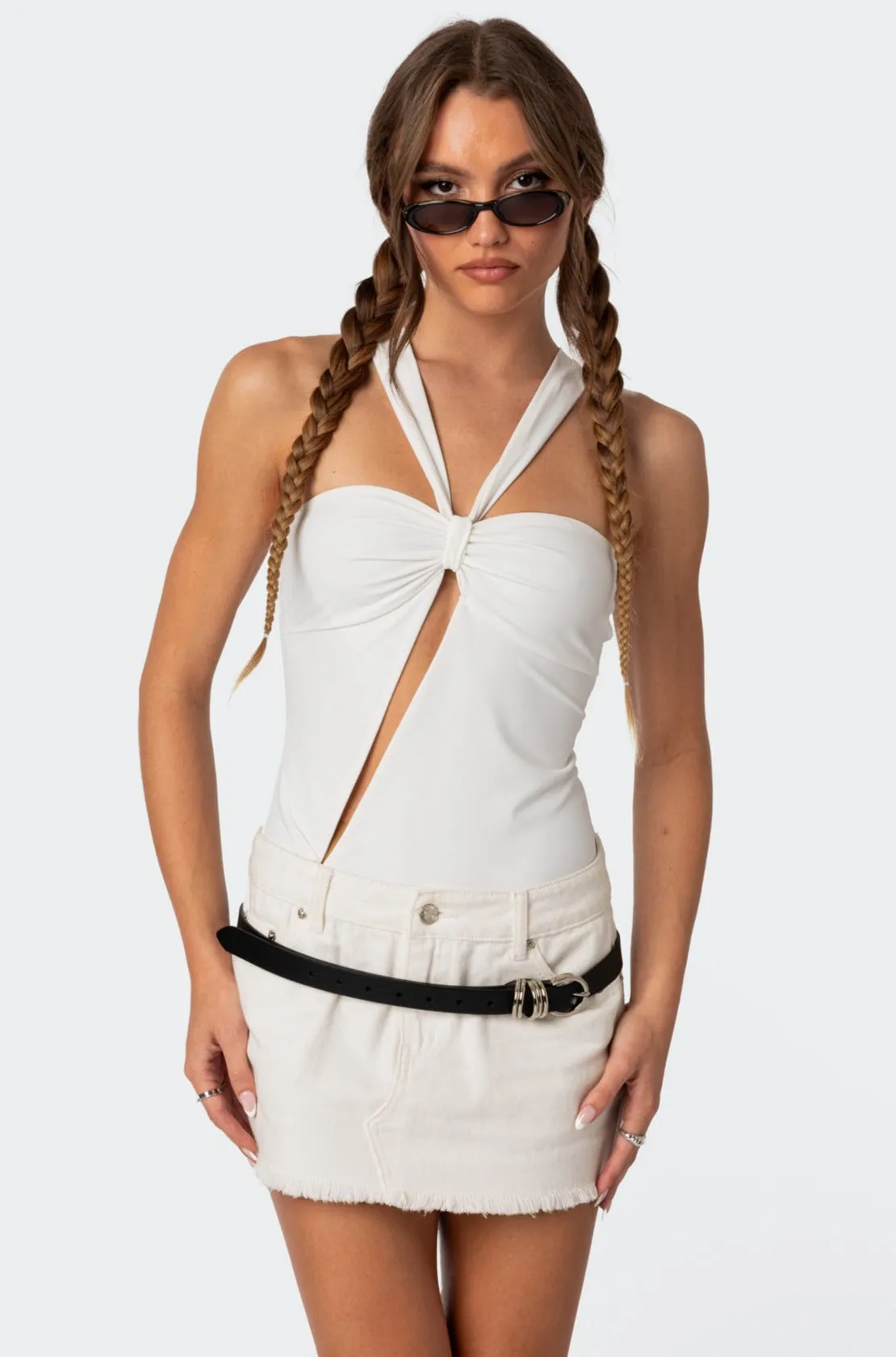 Nerida Asymmetric Cut Out Bodysuit sold by Edikted