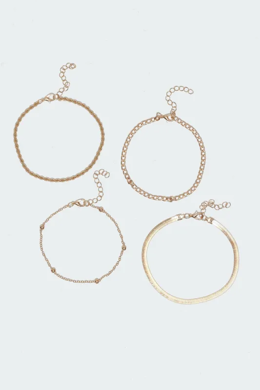 Golden Hour Assorted Anklet Pack sold by Edikted
