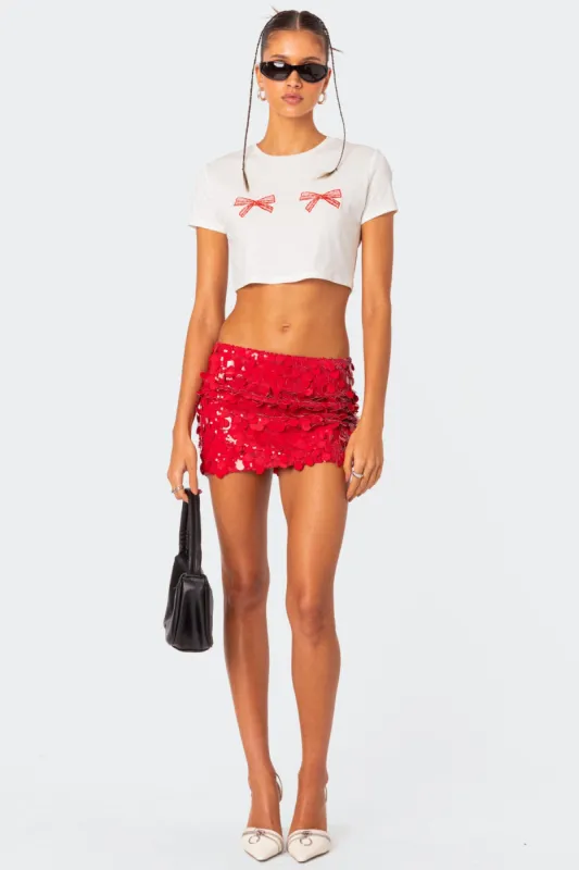 Sabina Low-Rise Sequin Mini Skirt sold by Edikted