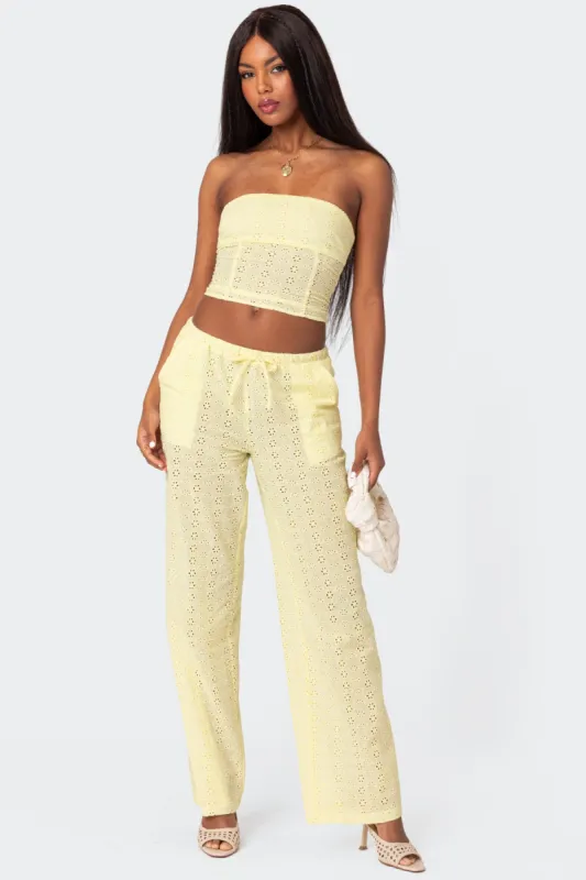 Lemon Lacey Cotton Pants sold by Edikted