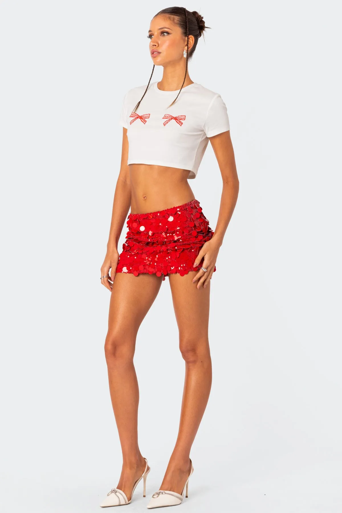 Sabina Low-Rise Sequin Mini Skirt sold by Edikted product image thumbnail 2
