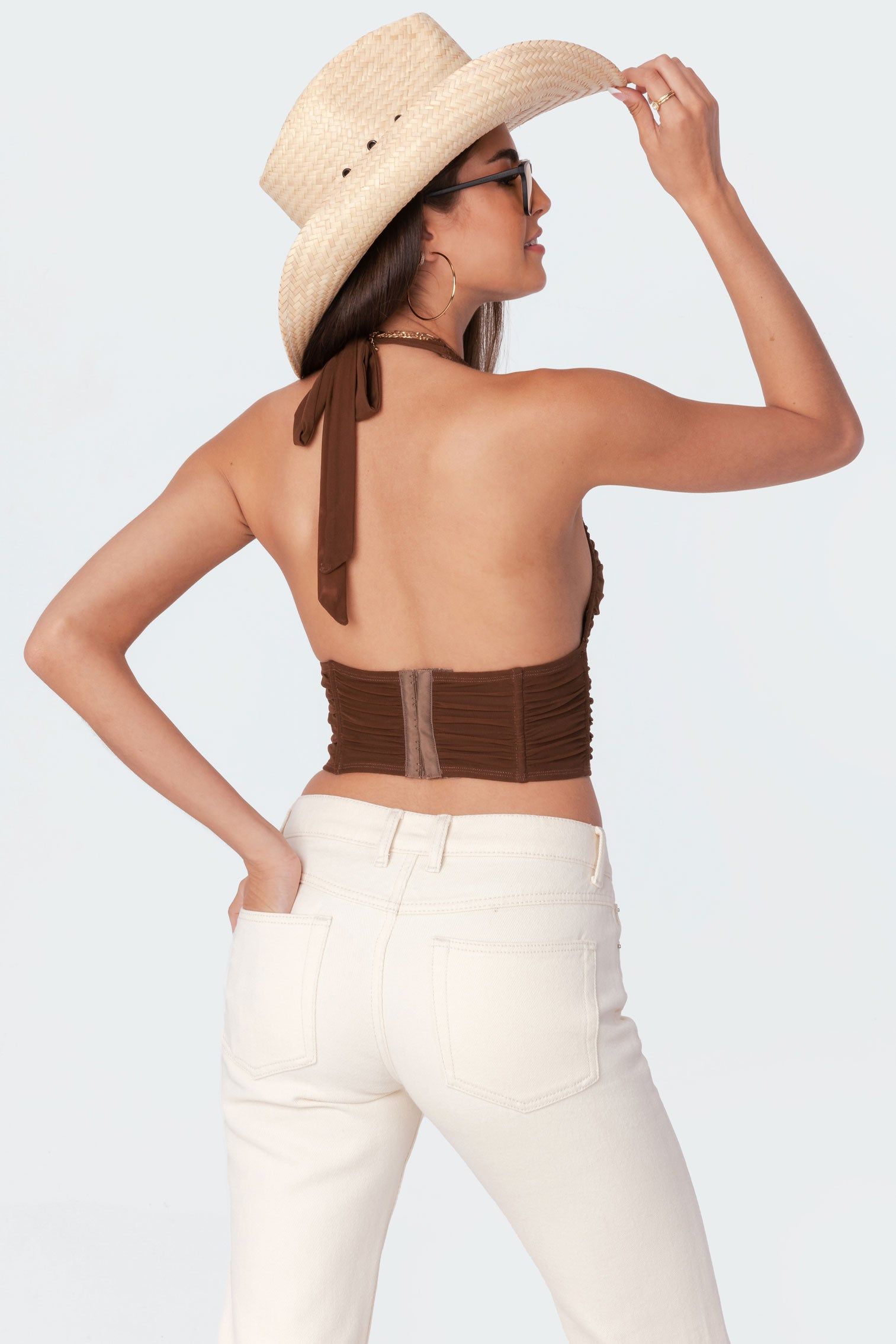 Gathered Mesh Halter Top sold by Edikted product image thumbnail 2