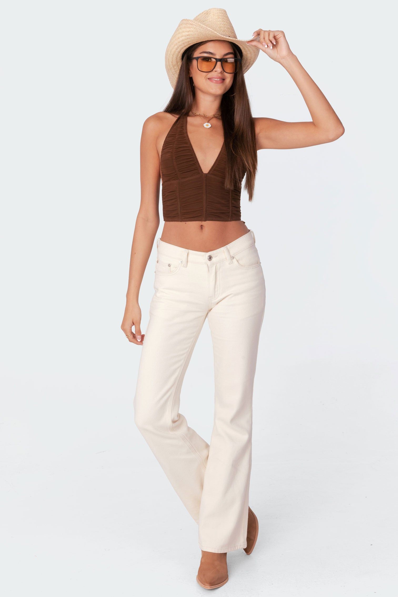 Gathered Mesh Halter Top sold by Edikted product image thumbnail 5