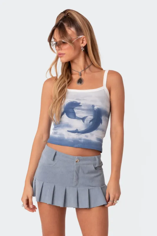 Dolphin Printed Tank Top sold by Edikted