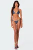 Didi Distressed Denim Triangle Bikini Top sold by Edikted