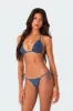 Didi Distressed Denim Triangle Bikini Top sold by Edikted