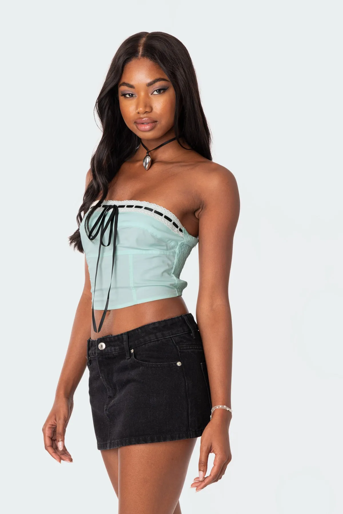 Poplin Bustier Top sold by Edikted product image thumbnail 3