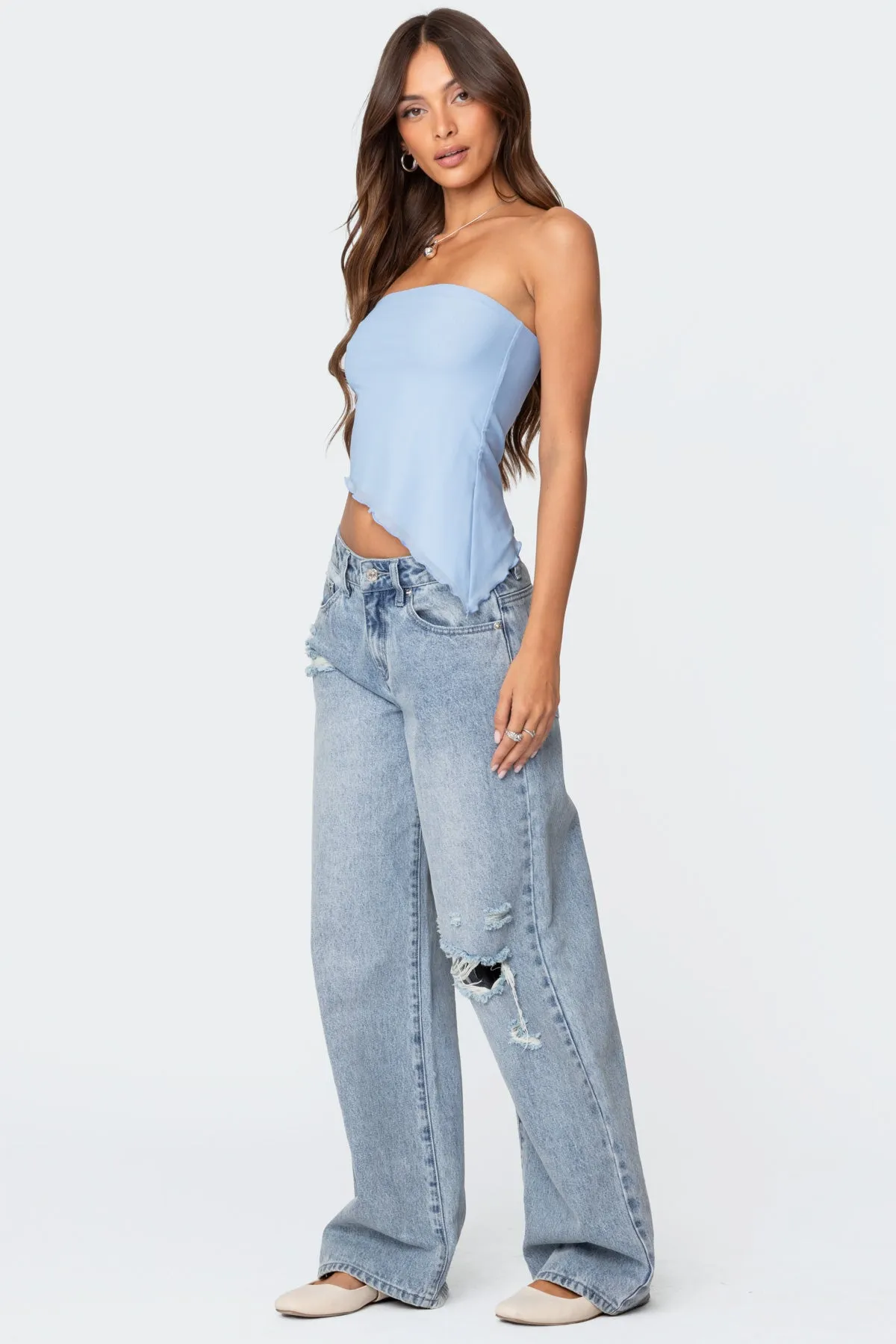 Vivi Mesh Asymmetric Tube Top sold by Edikted product image thumbnail 2