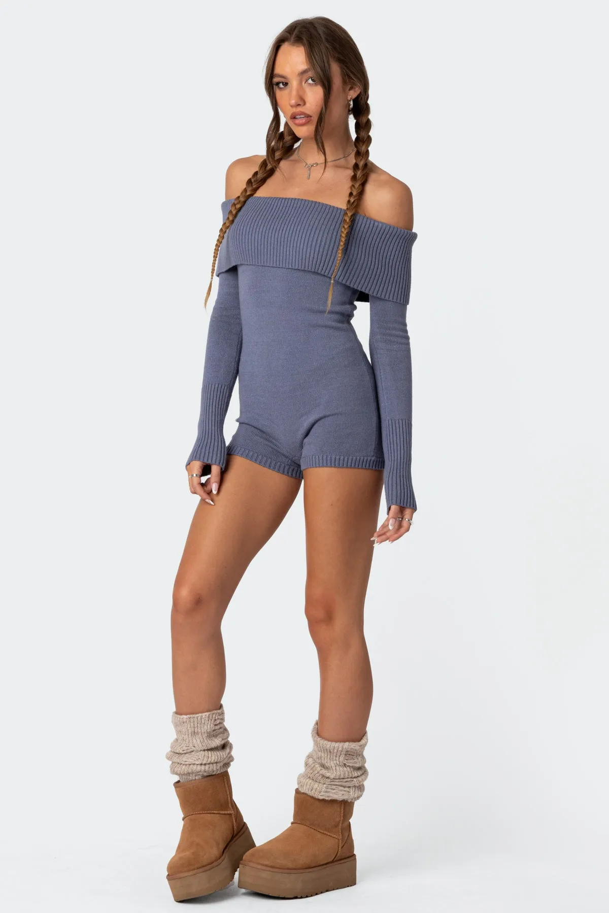 Pandorah Off Shoulder Knitted Romper sold by Edikted product image thumbnail 3