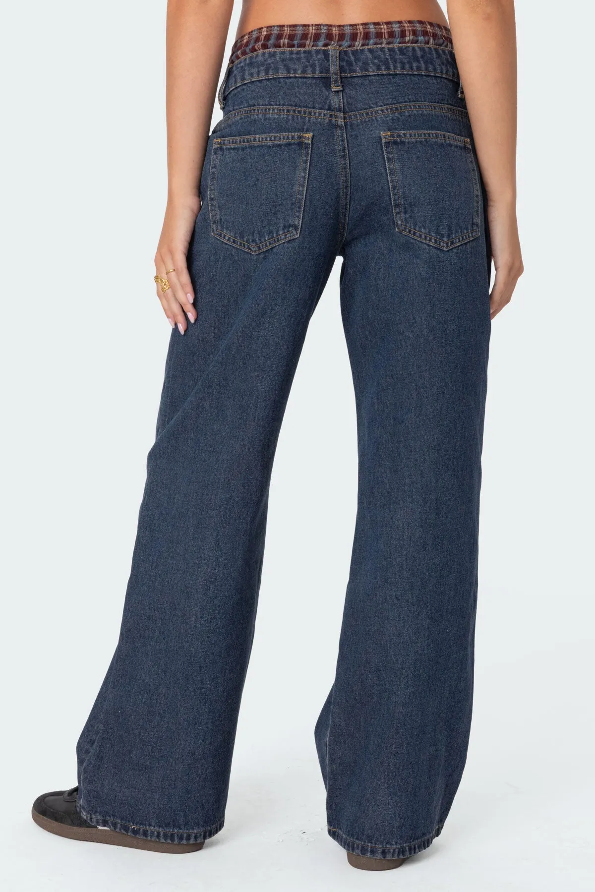 Plaid Boxer Detail Relaxed Jeans sold by Edikted product image thumbnail 3