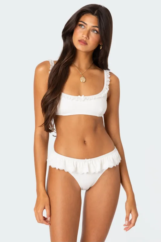 Lacey Ruffled Bikini Top sold by Edikted