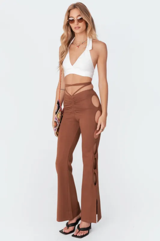 Adina Cut-Out Flared Pants sold by Edikted