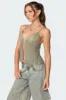 Pleated Lacey Split Front Tank Top sold by Edikted