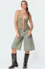 Pleated Lacey Split Front Tank Top sold by Edikted
