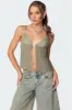 Pleated Lacey Split Front Tank Top sold by Edikted
