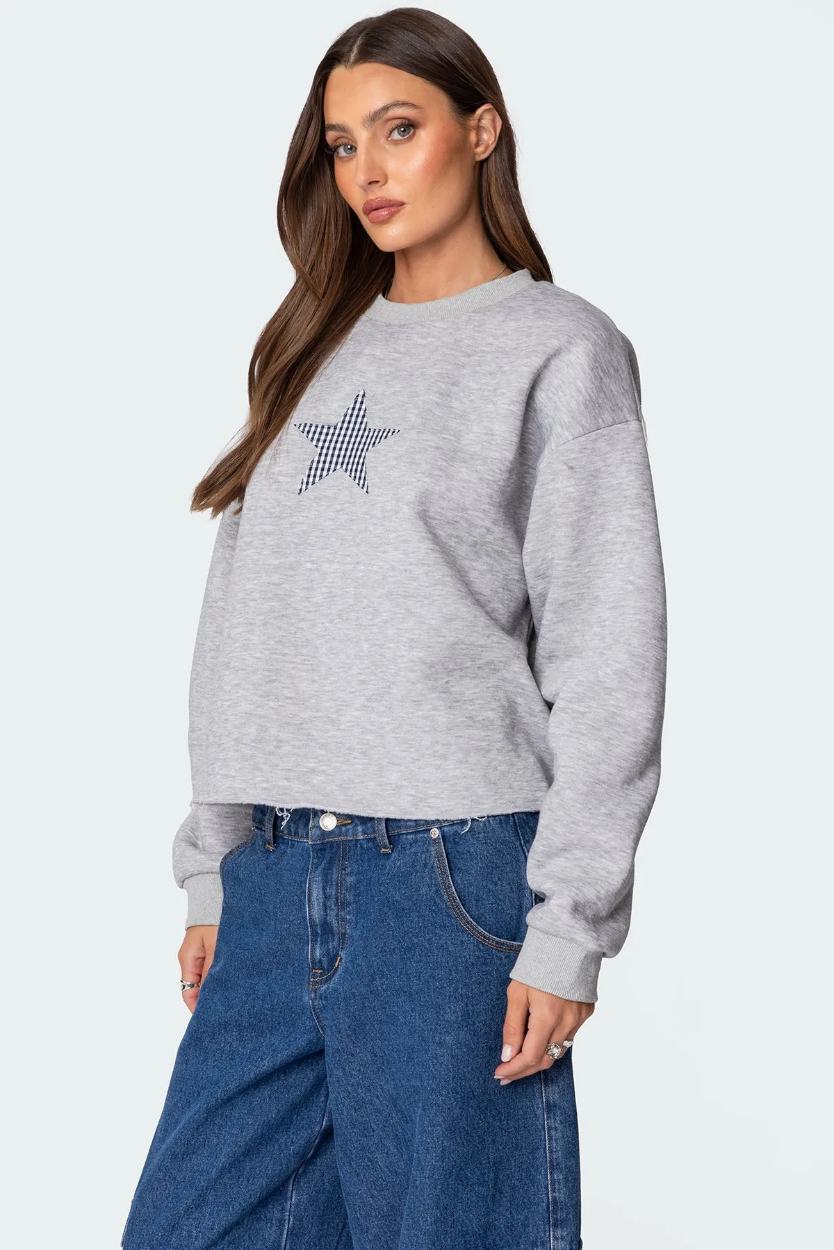 Gingham Star Sweatshirt sold by Edikted product image thumbnail 3