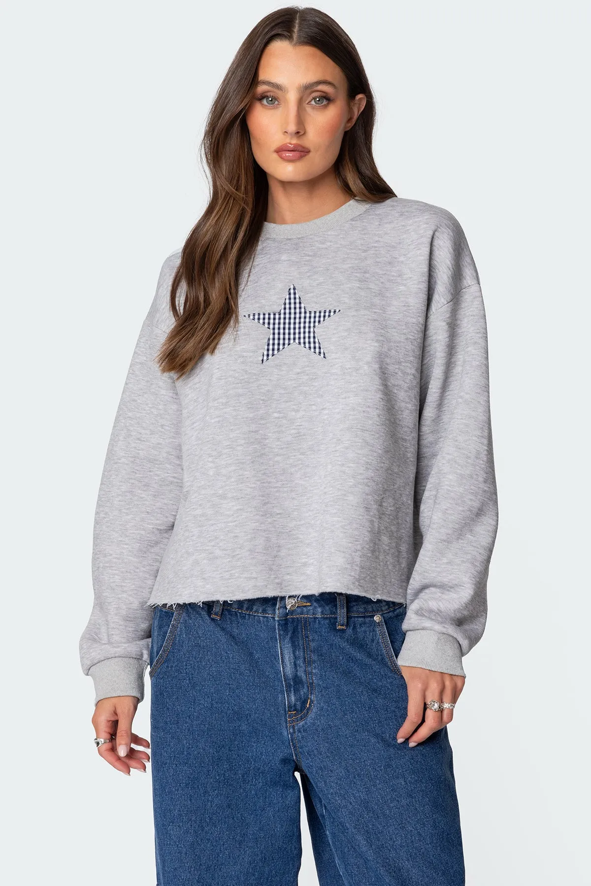 Gingham Star Sweatshirt sold by Edikted