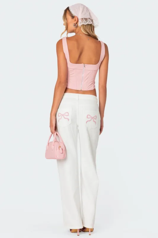 Bow Pocket Relaxed Jeans sold by Edikted