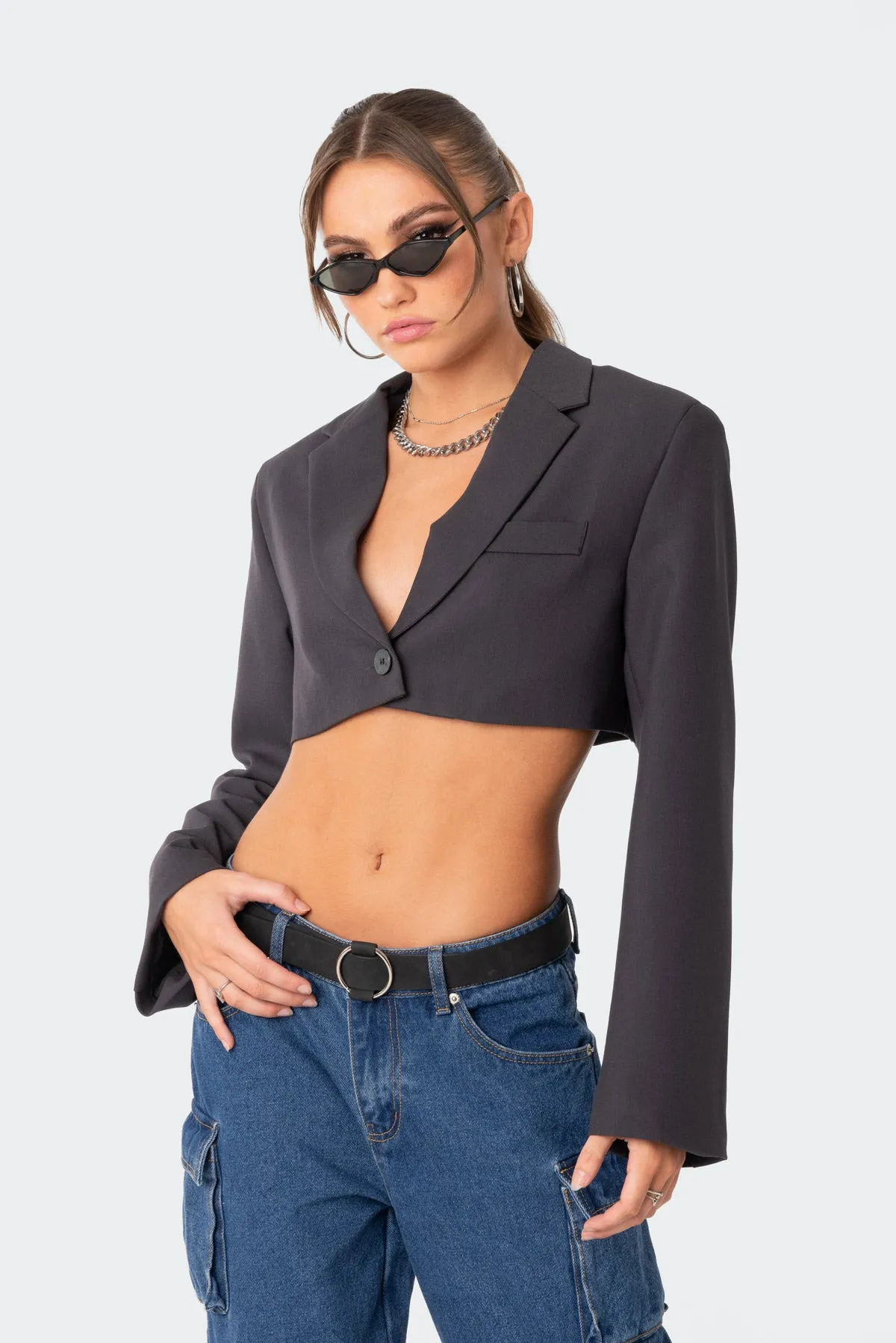 Amira Cropped Oversized Blazer sold by Edikted product image thumbnail 3
