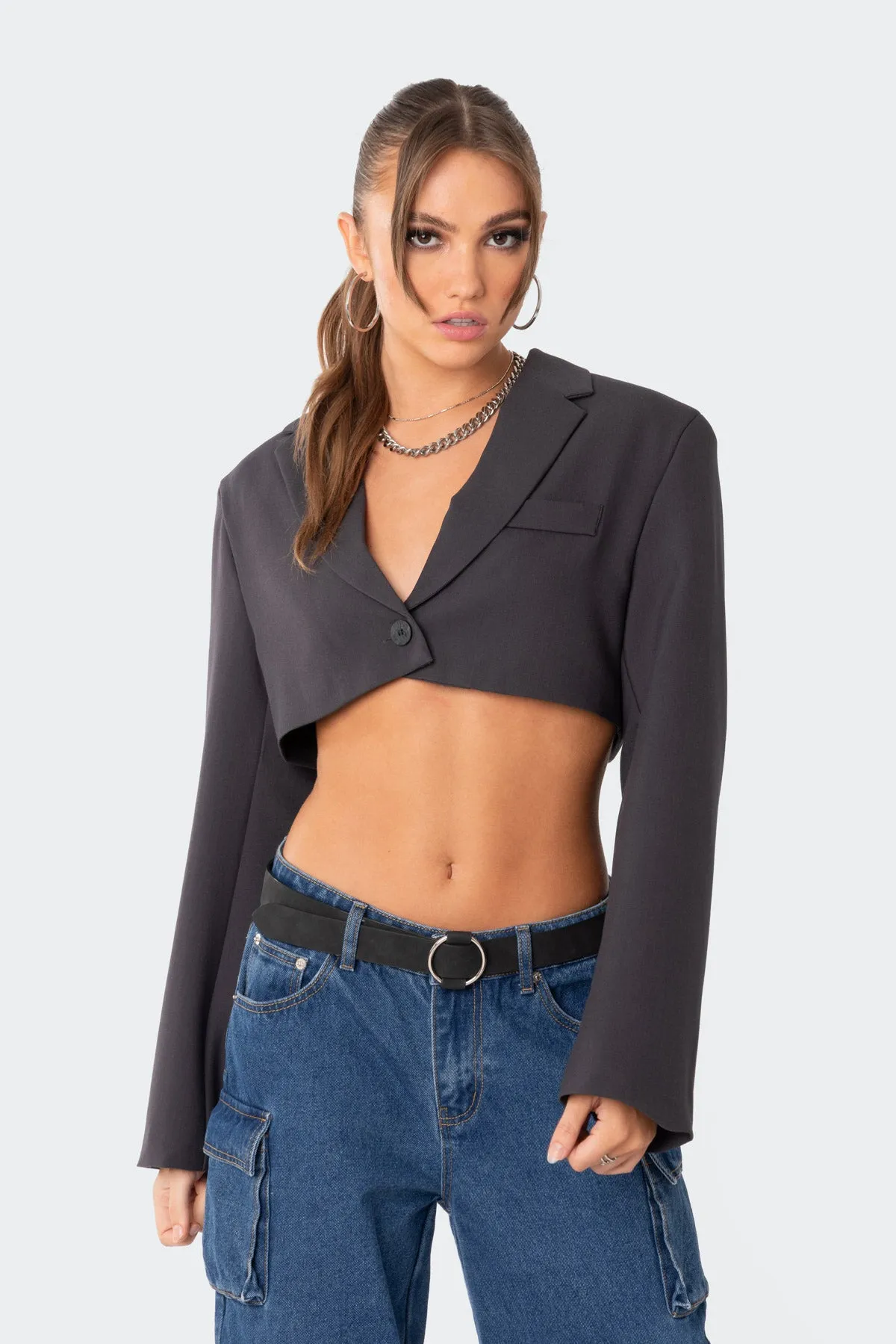 Amira Cropped Oversized Blazer sold by Edikted product image thumbnail 2