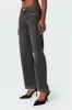 Rivet Trim Straight Leg Jeans sold by Edikted