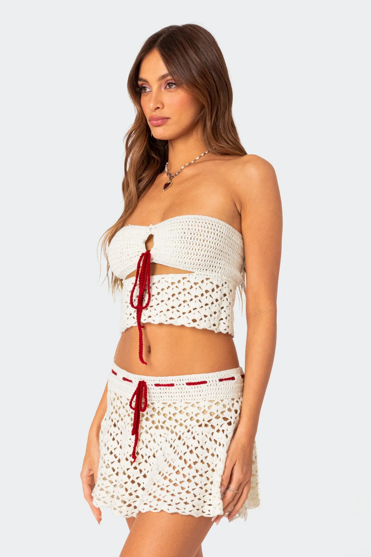 Jaslene Strapless Crochet Top sold by Edikted product image thumbnail 4
