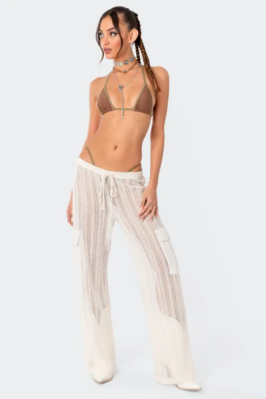 Ines Crochet Low Rise Cargo Pants sold by Edikted