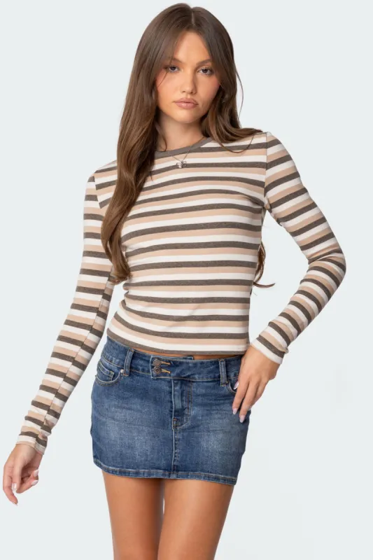 Sivan Striped Long Sleeve T Shirt sold by Edikted