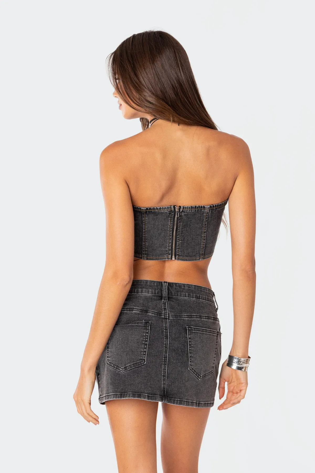 Waverly Denim Lace Up Corset sold by Edikted product image thumbnail 5