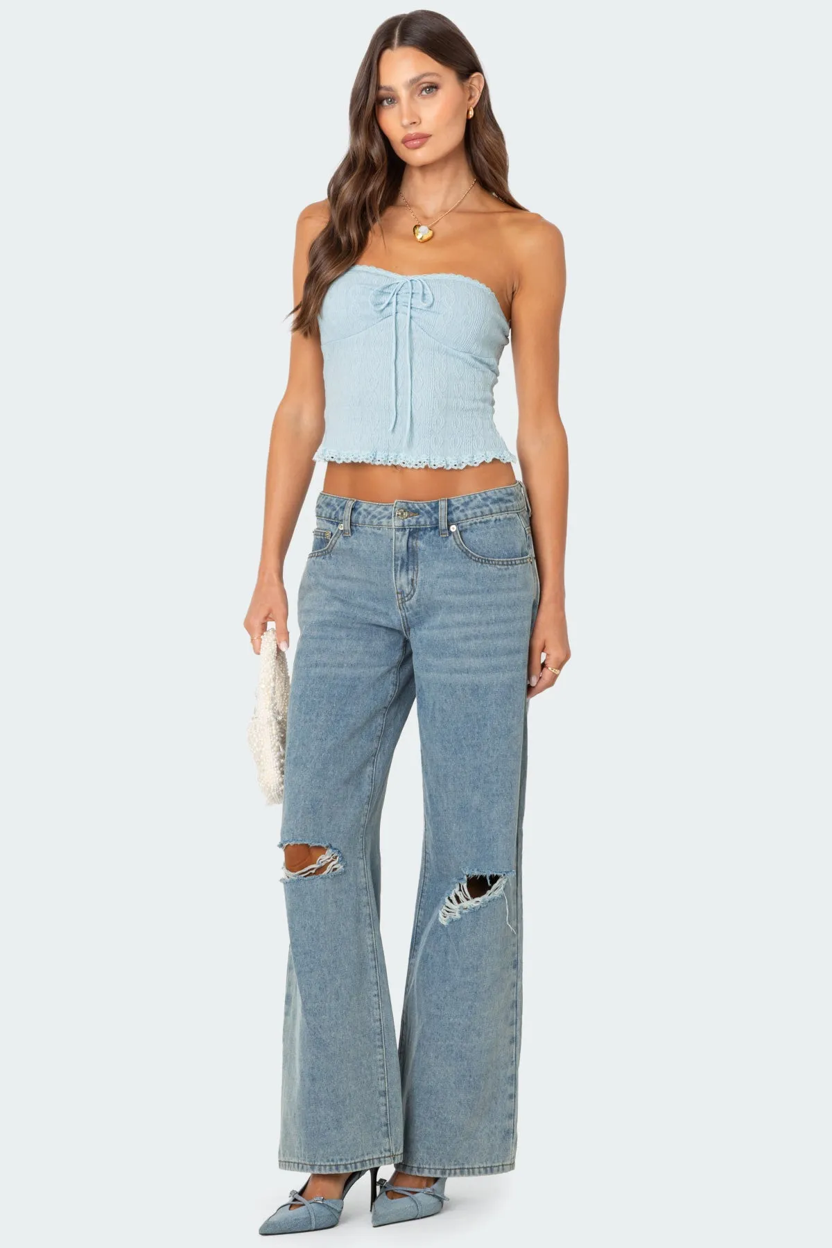 Lacey Knit Tube Top sold by Edikted product image thumbnail 2