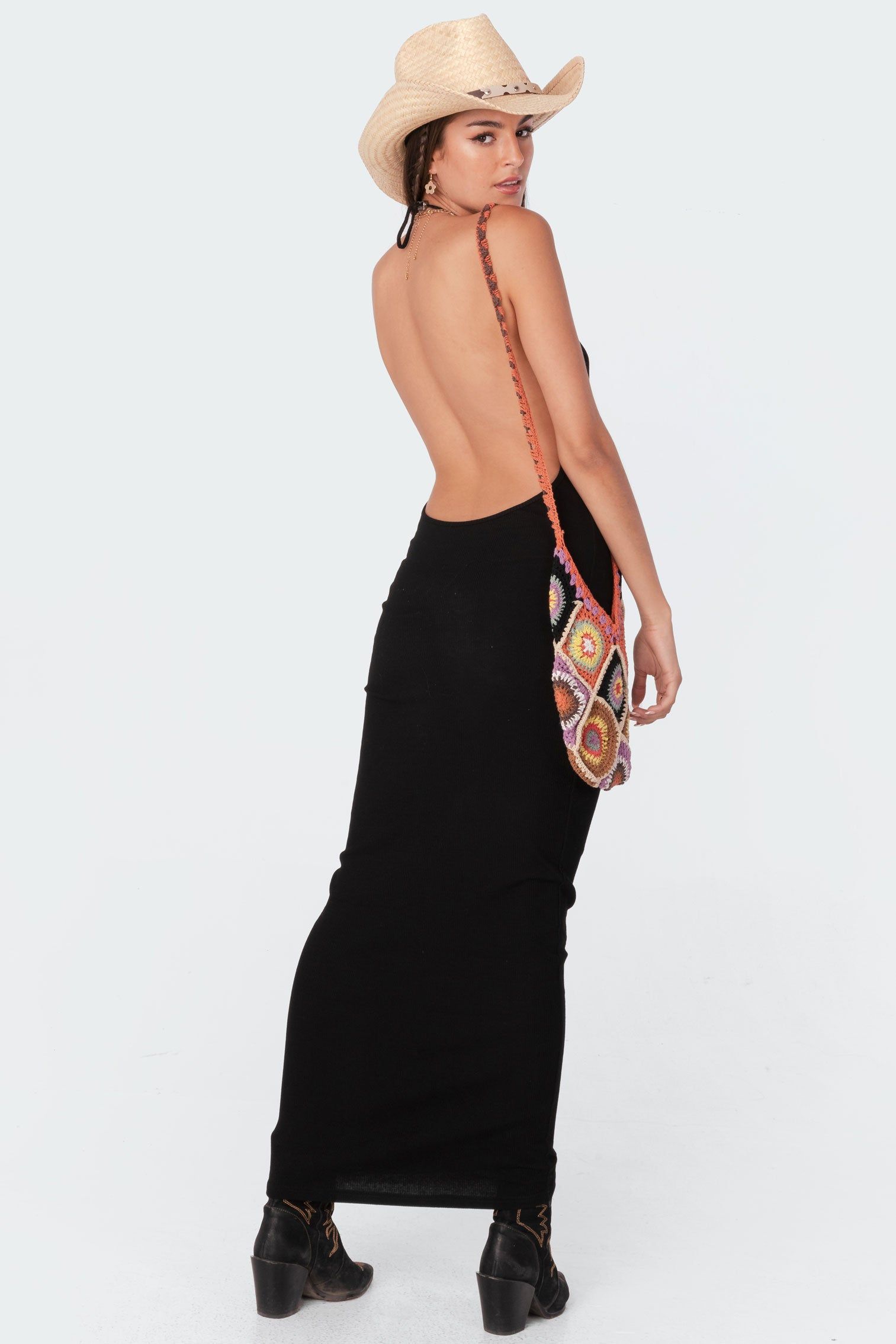 Ribbed Open-Back Maxi Dress sold by Edikted