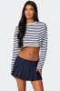 Stripey Cropped Long Sleeve T Shirt sold by Edikted