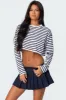 Stripey Cropped Long Sleeve T Shirt sold by Edikted