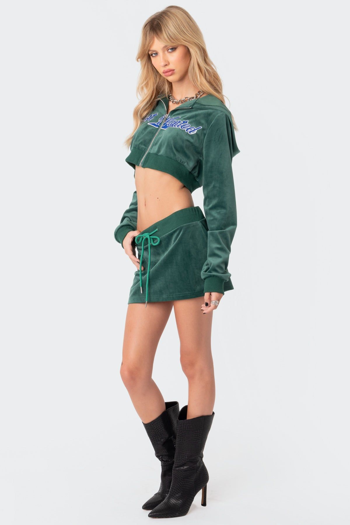 Viola Velour Mini Skirt sold by Edikted product image thumbnail 3