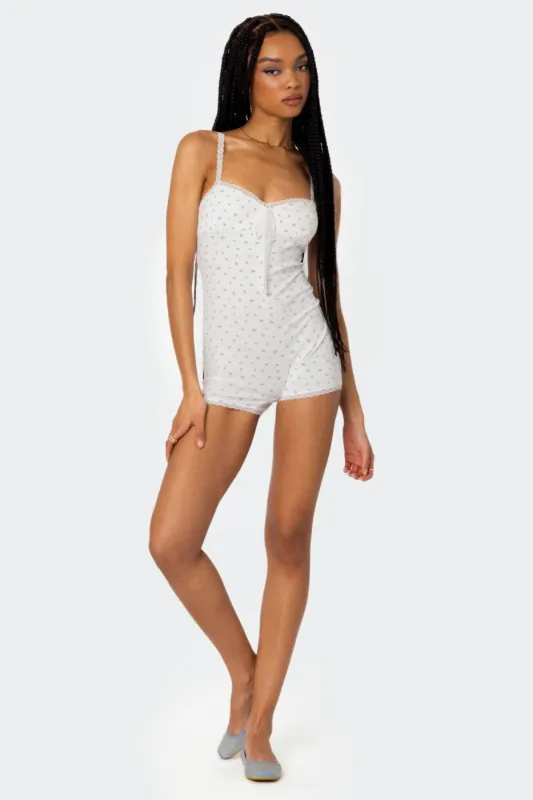 Very Berry Lacey Romper sold by Edikted