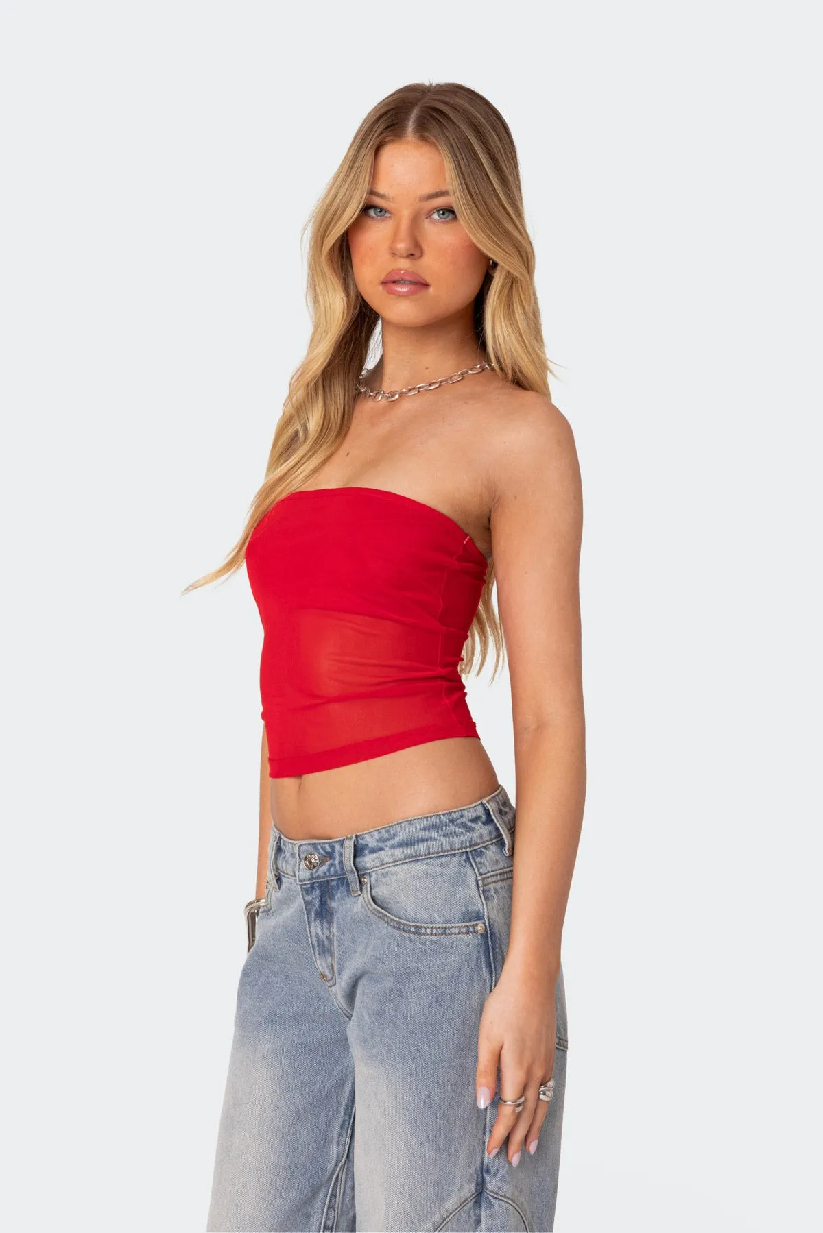 Celestia Sheer Mesh Tube Top sold by Edikted product image thumbnail 3