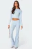 Coffee Break Ribbed Flare Leggings sold by Edikted