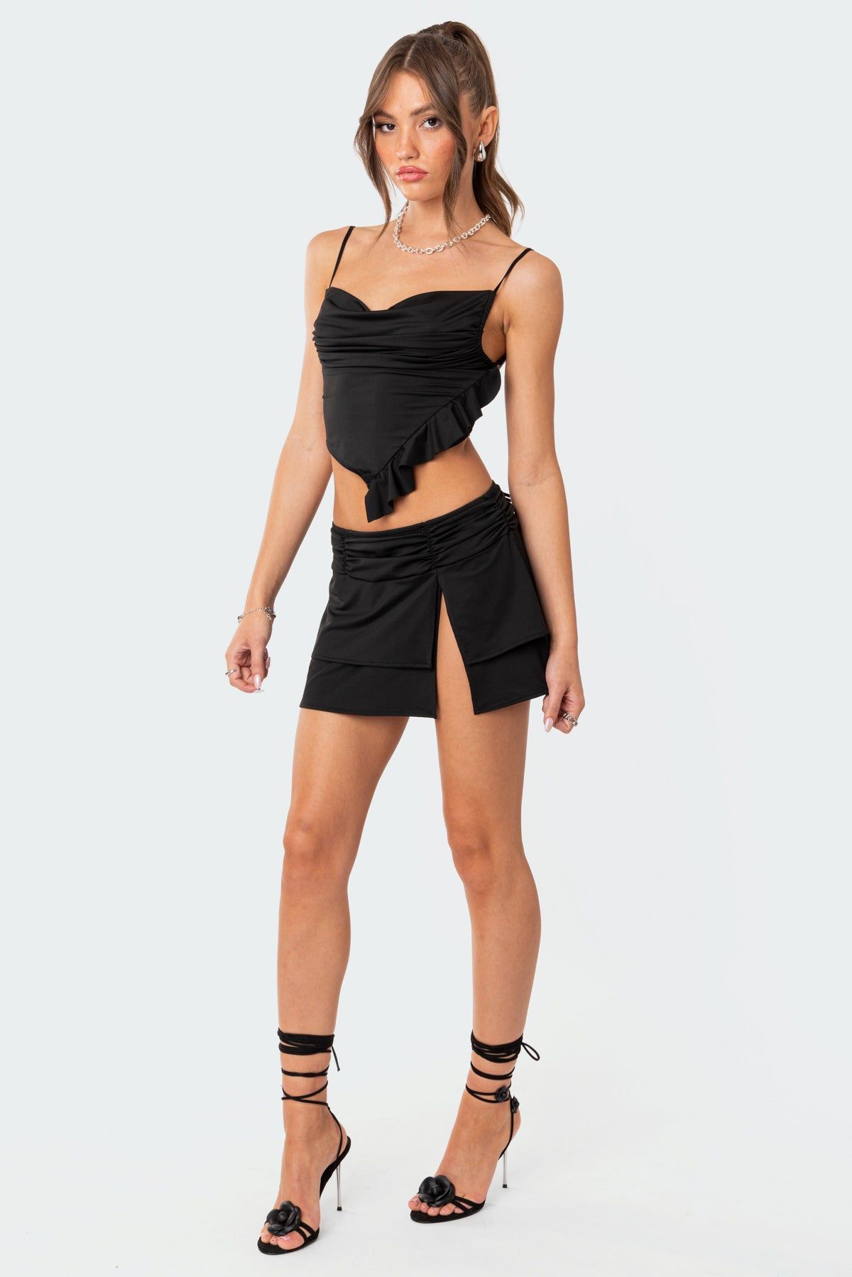 Nala Low Rise Slitted Mini Skirt sold by Edikted product image thumbnail 3