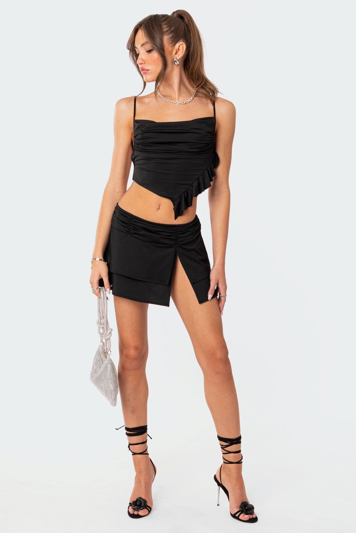 Nala Low Rise Slitted Mini Skirt sold by Edikted