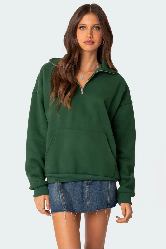 Oversized Quarter Zip Sweatshirt sold by Edikted