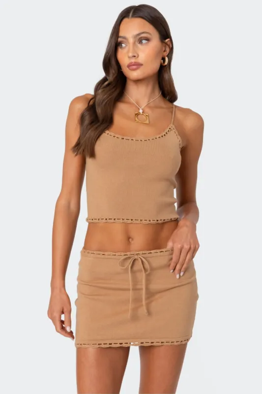 Crochet Trim Knit Tank Top sold by Edikted