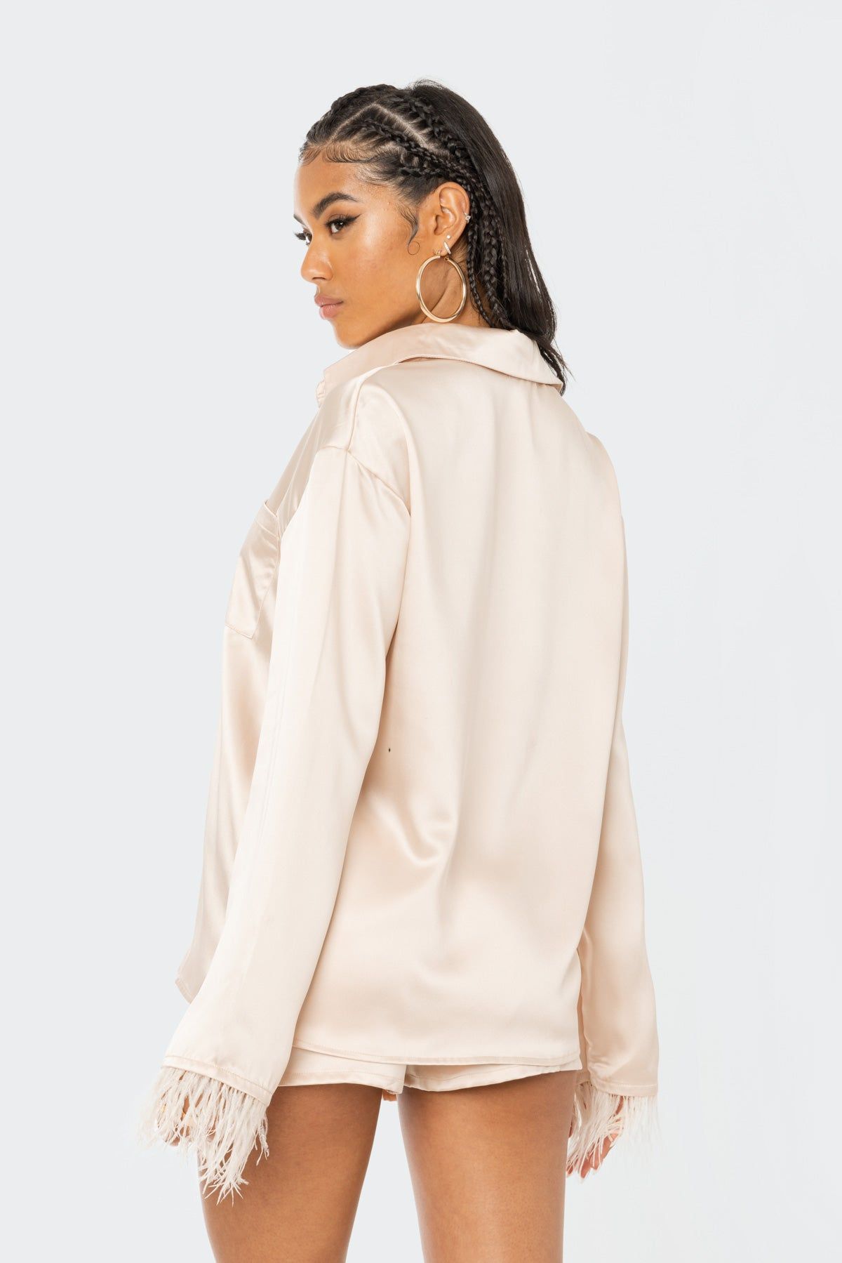 Dreamy Feathered Satin Shirt sold by Edikted product image thumbnail 8