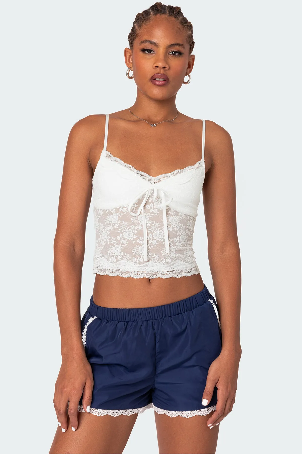 Cami Sheer Lace Tank Top sold by Edikted