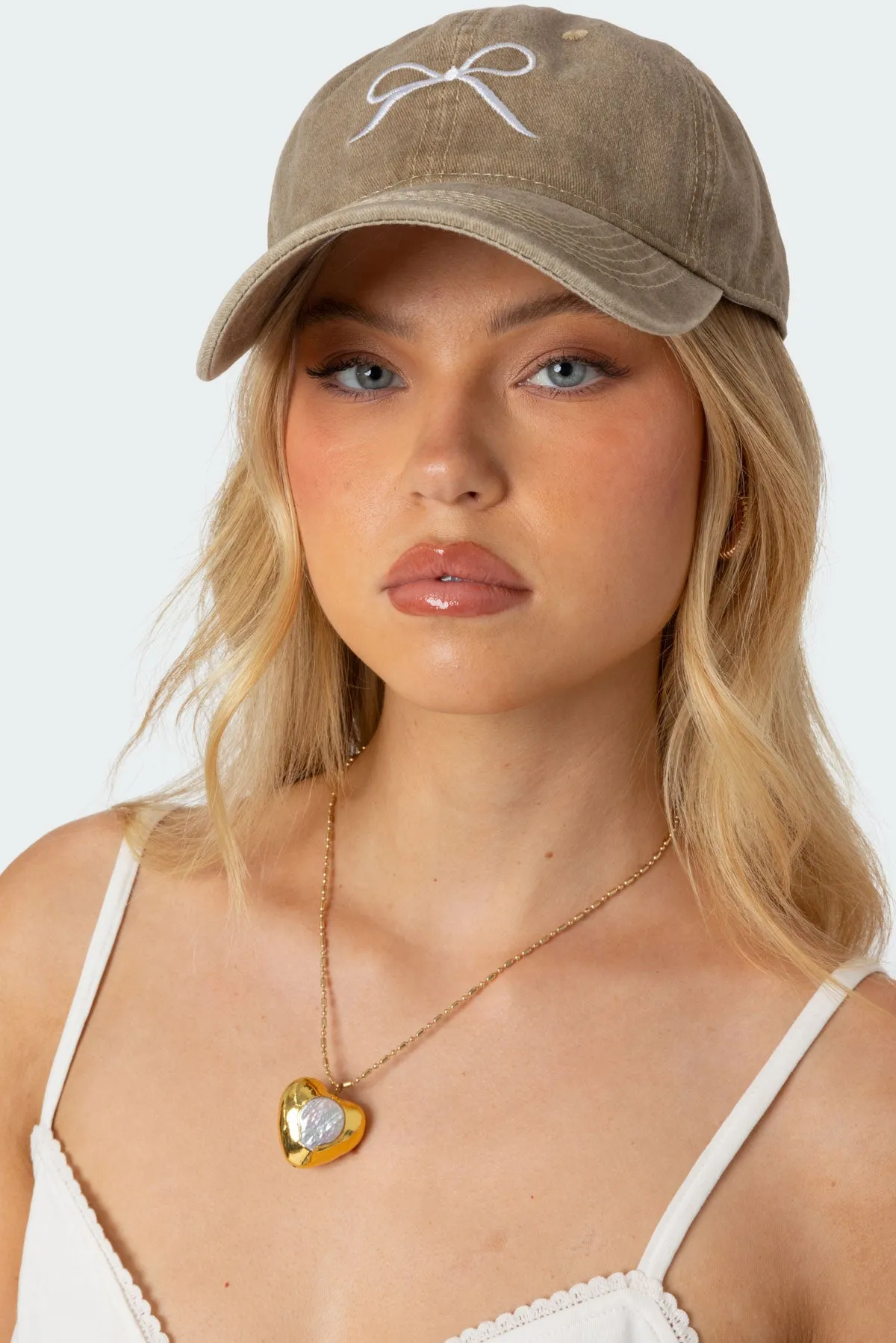 Embroidered Bow Washed Baseball Cap sold by Edikted product image thumbnail 2