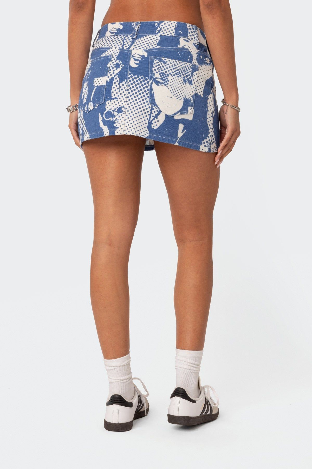 Face It Low Rise Printed Denim Mini Skirt sold by Edikted product image thumbnail 5