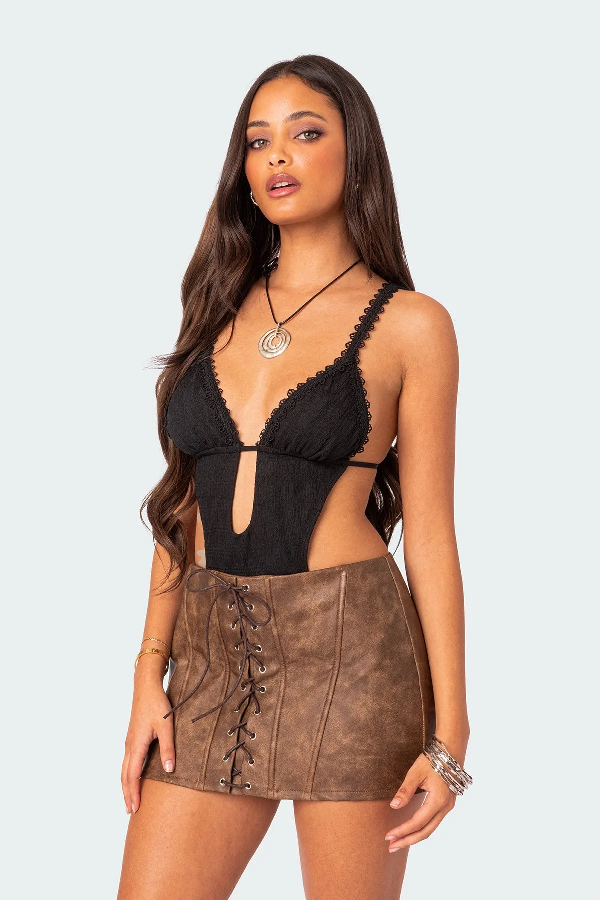 Textured Cut Out Bodysuit sold by Edikted product image thumbnail 3