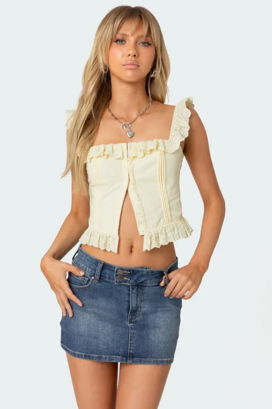 Square Neck Ruffled Corset sold by Edikted