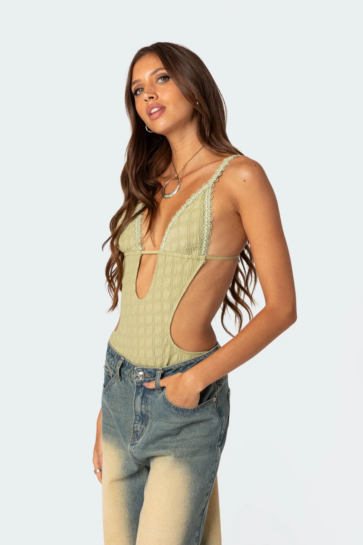 Textured Cut Out Bodysuit sold by Edikted product image thumbnail 3