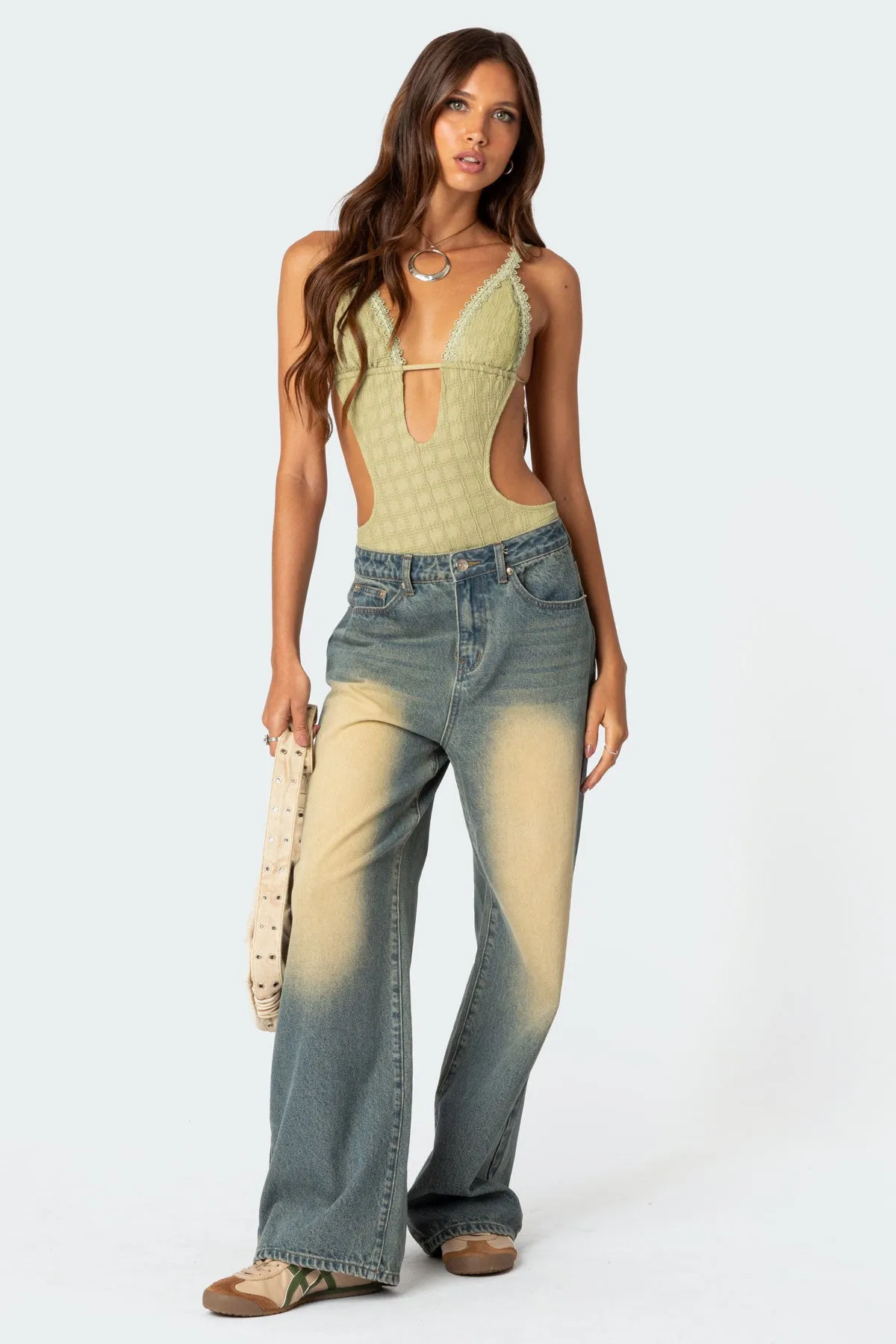 Textured Cut Out Bodysuit sold by Edikted product image thumbnail 5