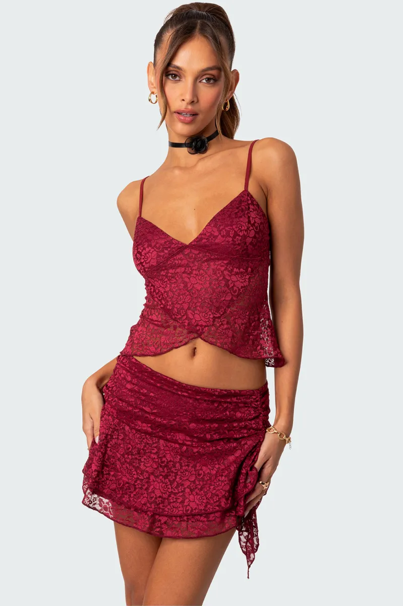 Ruby Sheer Lace Tank Top sold by Edikted